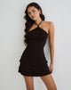 Image of Suzetta Halter Mini Dress in Chocolate Brown