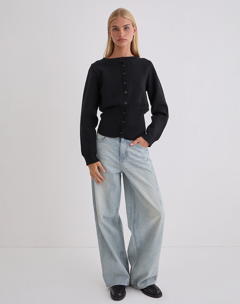 Image of Subra Long Sleeve Cardigan in Black