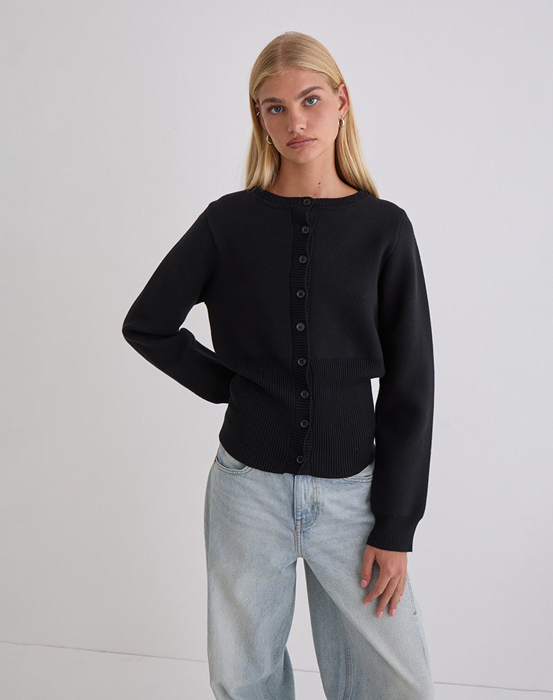 Image of Subra Long Sleeve Cardigan in Black