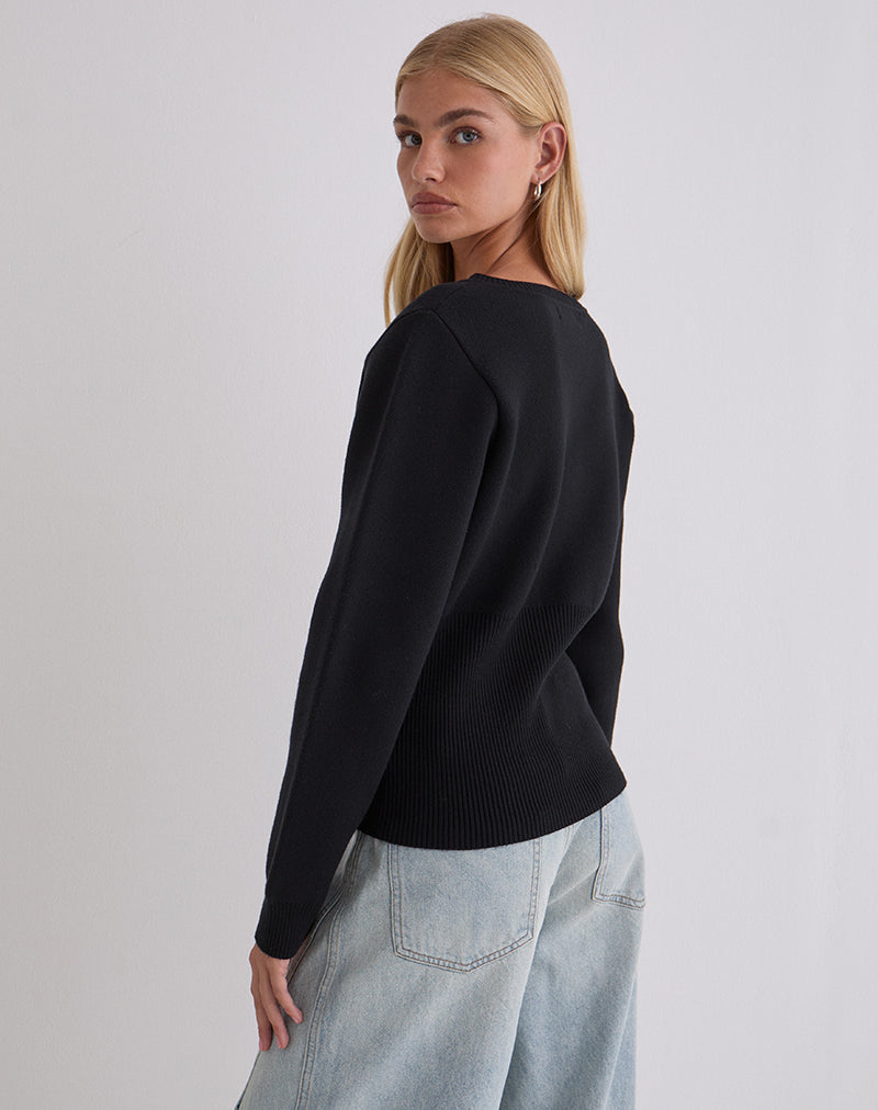 Image of Subra Long Sleeve Cardigan in Black