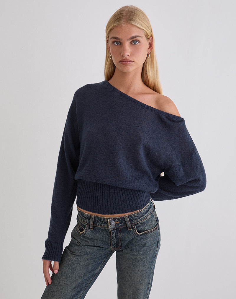 Image of Suena Asymmetric Jumper in Navy