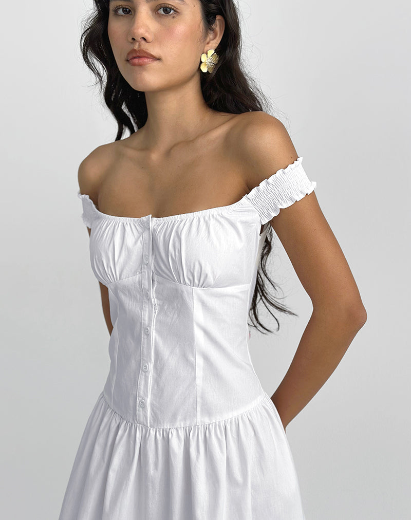 Image of Tamashi Off the Shoulder Maxi Dress in White