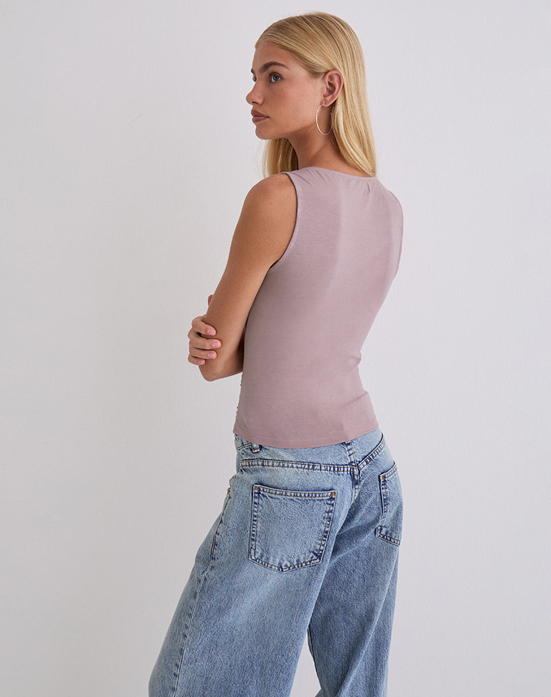 Image of Tanzy Tie Top in Jersey Dusty Mauve