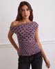 Image of Tarya Asymmetric Top in Stripe Polka Plum