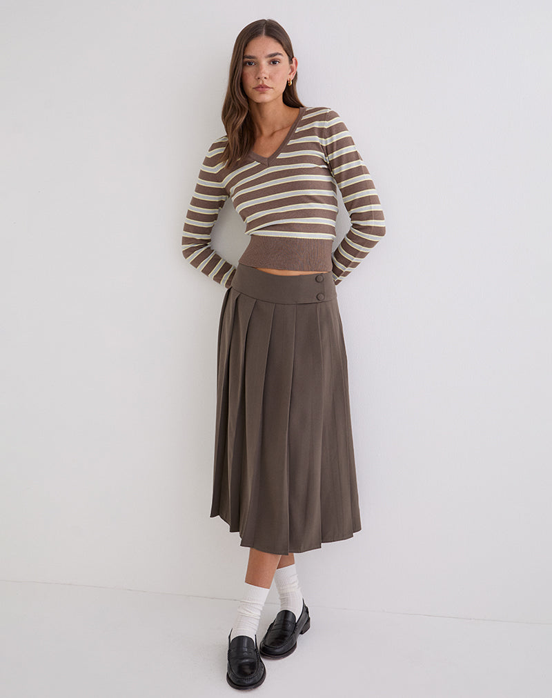 Image of Tisrah Midi Skirt in Truffle