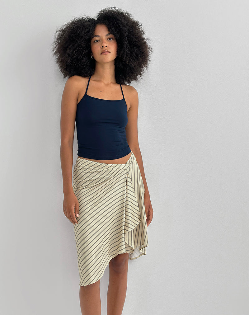 Image of Tomoe Halter Neck Top in Rayon Jersey Navy
