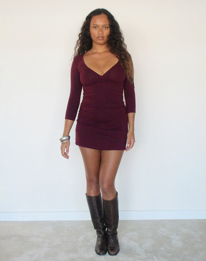 Image of Trudita Mini Dress in Rayon Jersey Dark Plum