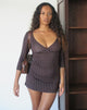 Image of Trudita Mini Dress in Brown with Micro Polka Print