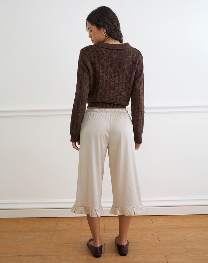 Image of Tunelia Capri Trouser in Satin Champagne