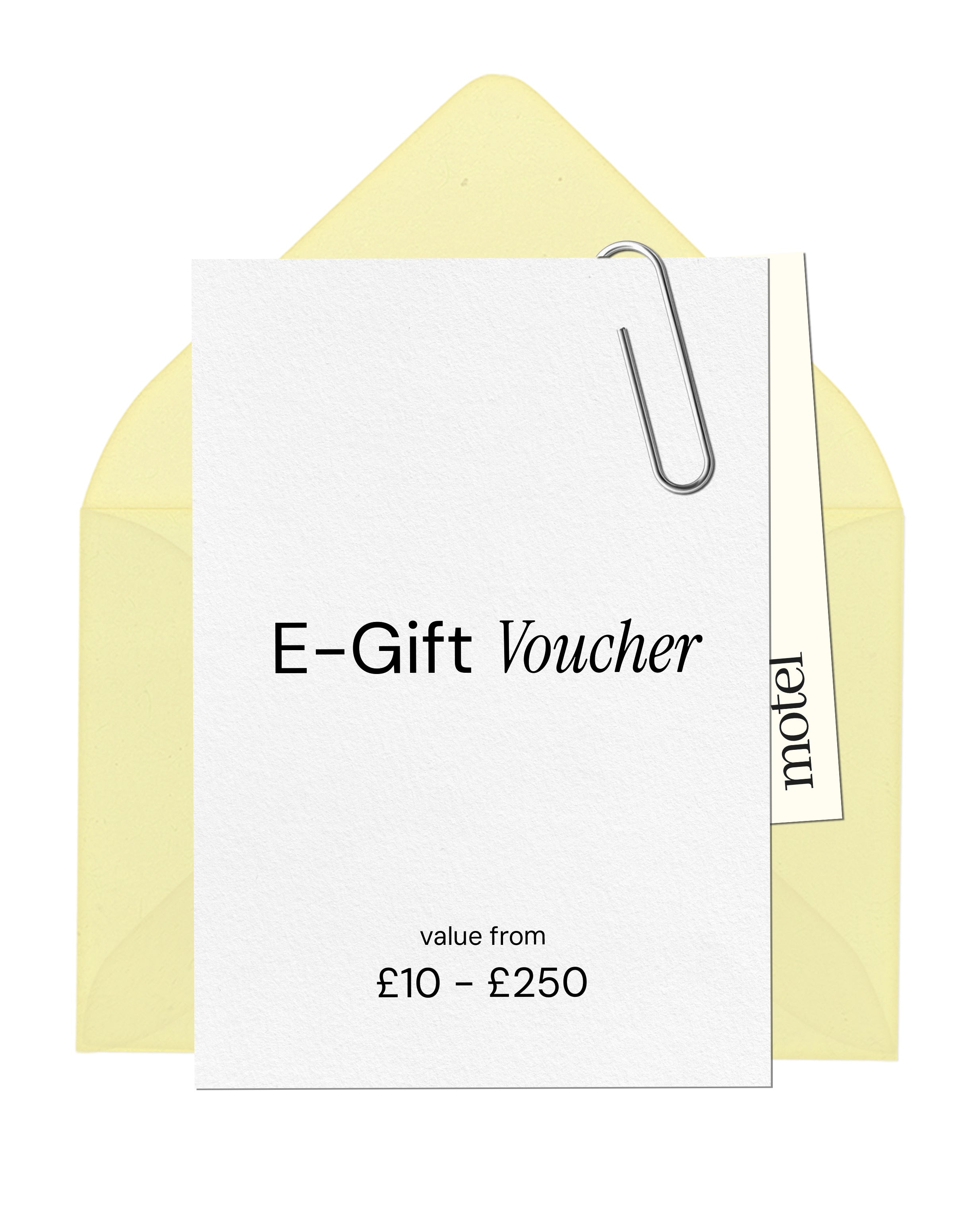 E-gift voucher with a yellow envelope on a white background