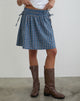 Image of Khimar Gathered Midi Skirt in Medium Tartan Blue