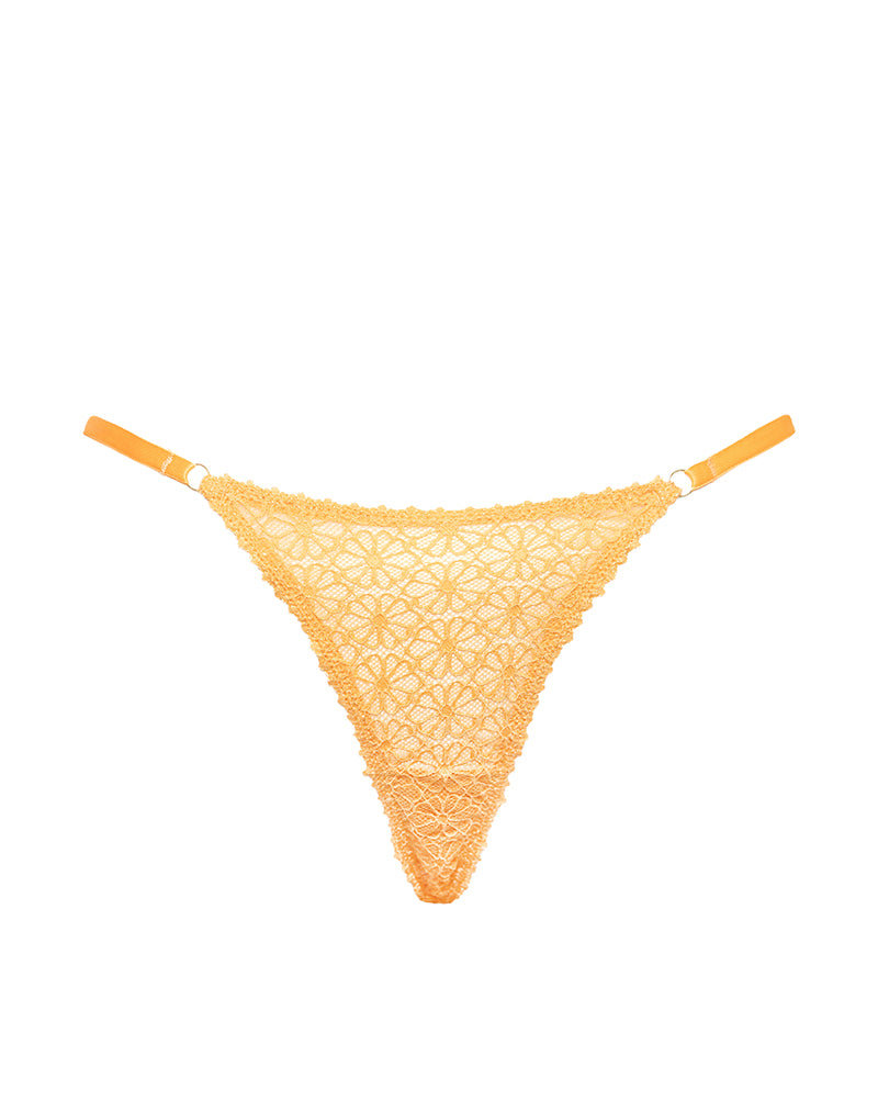 Image of Uras Thong in Tonal Flower Lace Orange with Trim
