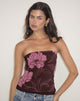 Image of Varsha Bandeau Top in Flare Floral Pink Brown