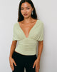 Image of Vernia Plunge Batwing Top in Cupro Pistachio