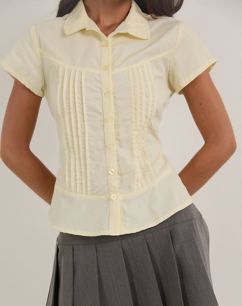 Image of Wilmot Blouse in Buttermilk Yellow Poplin