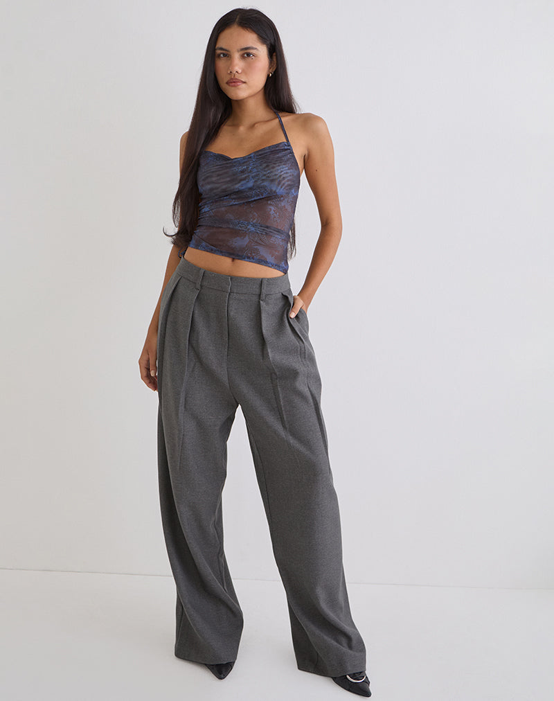 Image of Xiomara Halterneck Top in Midnight Paisley Dark Blue