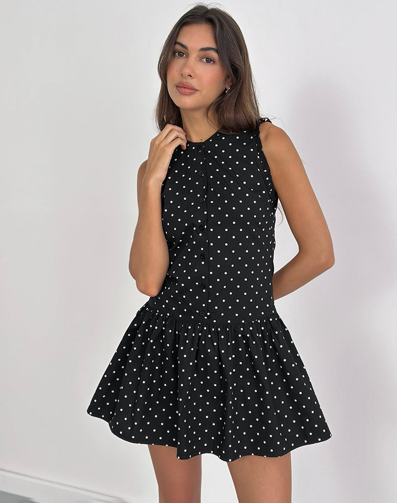 Image of Yadara Mini Dress in Polka Black