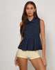 Image of Yaden Pleat Polo Shirt in Poplin Dark Navy