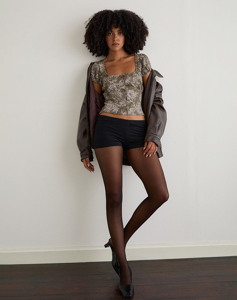 Image of Yakova Blouse in Woven Floral Green