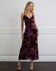 Image of Yamira Maxi Dress in Floral Devore Burgundy