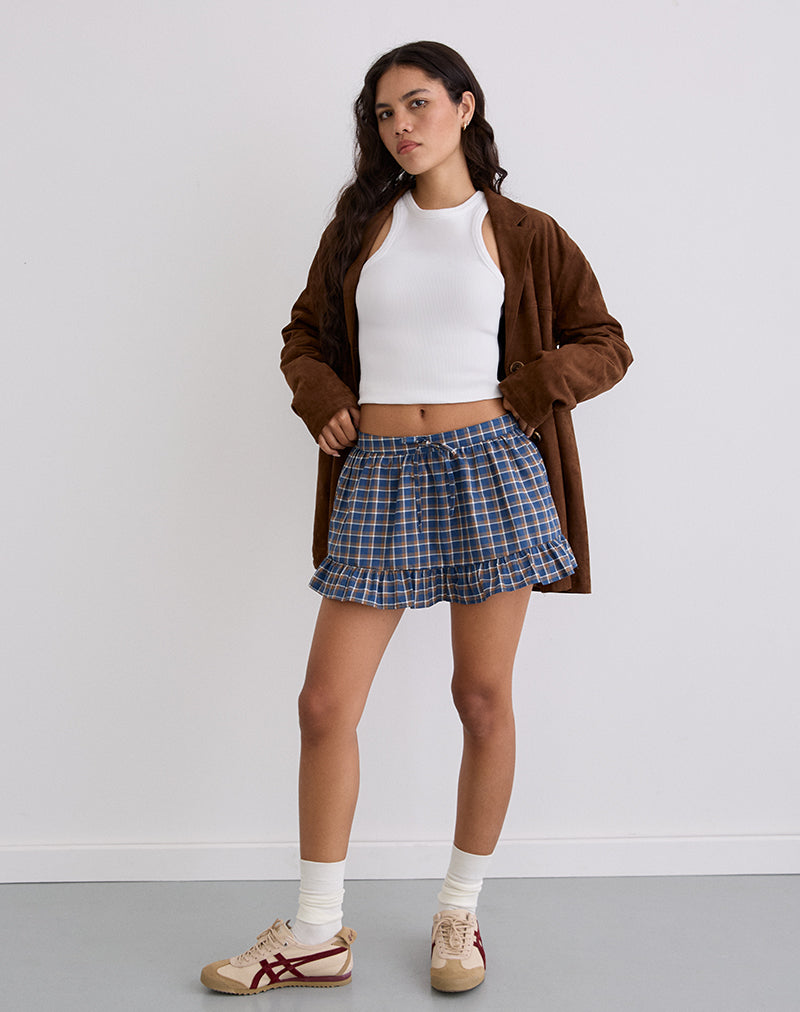 Image of Yasumi Mini Skirt in Medium Tartan Blue