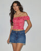 Image of Yokai Bardot Top in Retro Paisley Pink
