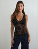 Image of Yoren Top in Black with Picot Lace Trim