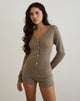 Image of Yunji Button Cardigan in Lurex Gold