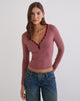 Image of Yusi Long Sleeve Top in Burgundy Stripe