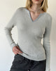 Image of Yuso Top in Waffle Knit Stripe Grey and Cream