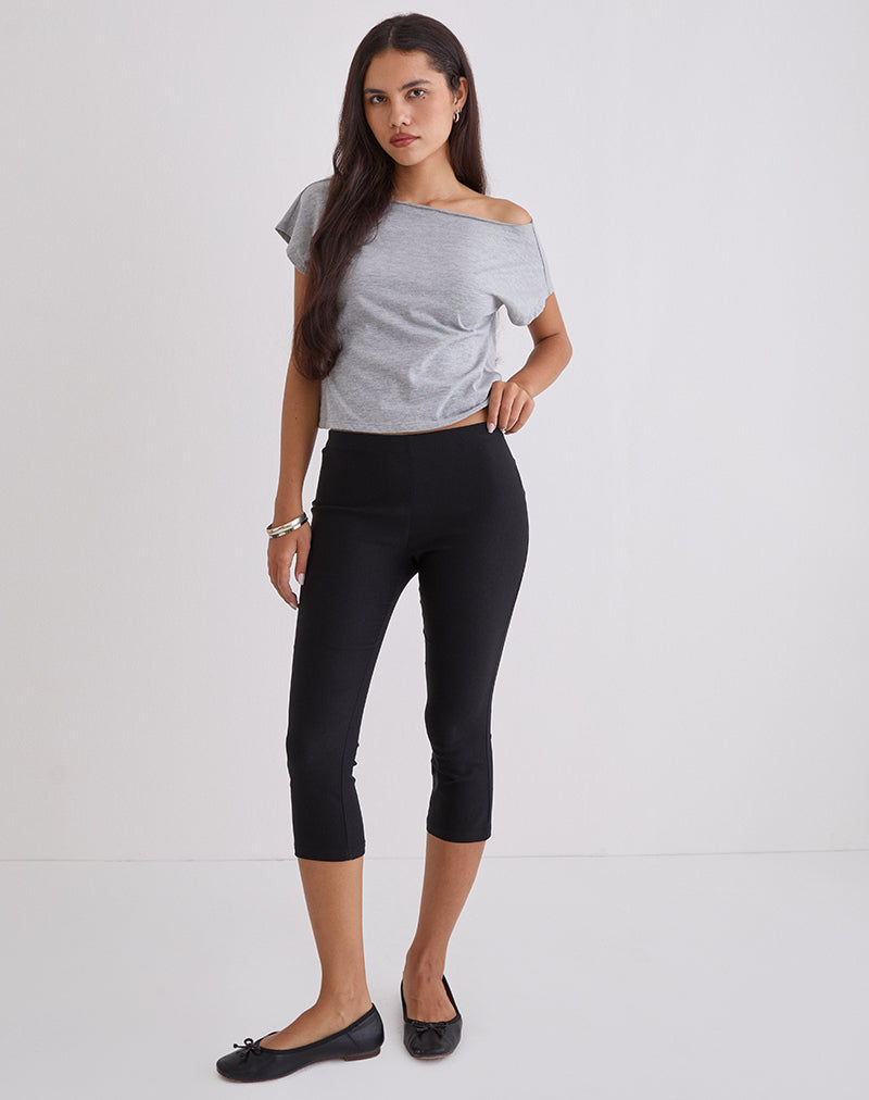 Image of Asla Cropped Capri Trouser in Stretch Tailoring Black